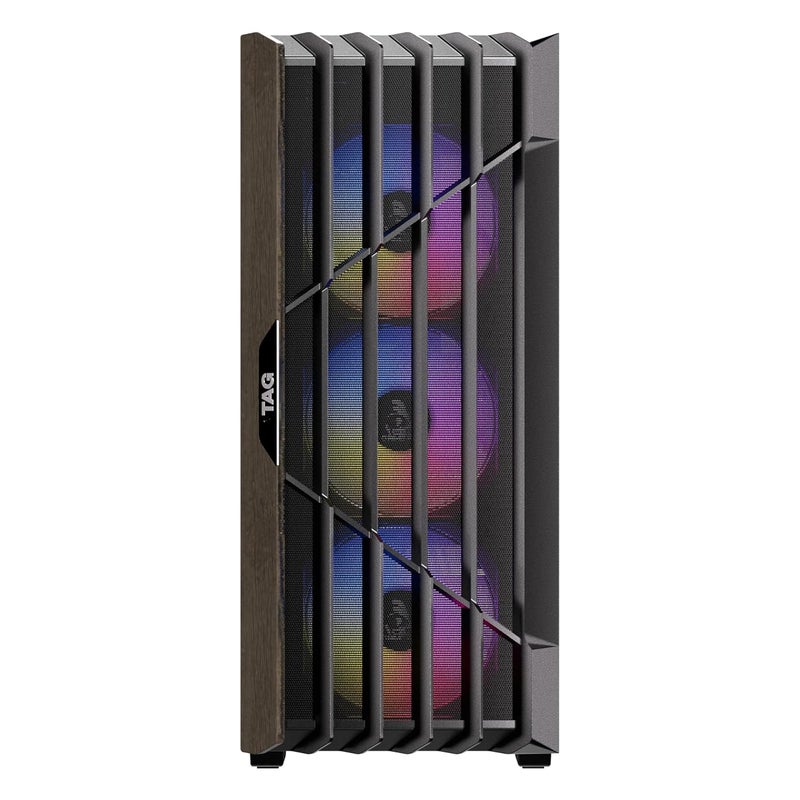 tag Gamerz Stellar Elite Mid Tower Computer Case/Gaming PC Cabinet, Mesh Front with Oak Wood Accents, 4X 120mm Pre-Installed ARGB Fans, Supports ATX, M-ATX, ITX, 360mm Radiator, Thick Tempered Glass - Image 2
