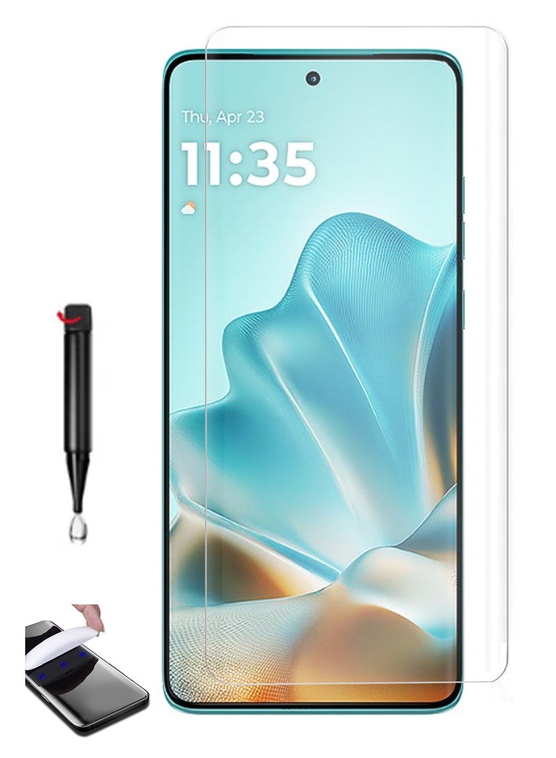 For Motorola Edge 60 Fusion 5G - UV Advanced Premium Tempered Glass Screen Protector Guard , Full Adhesive UV Curved Case Friendly HD Clarity With Installation Kit - Image 1