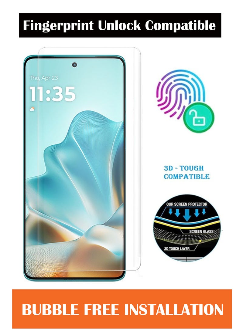 For Motorola Edge 60 Fusion 5G - UV Advanced Premium Tempered Glass Screen Protector Guard , Full Adhesive UV Curved Case Friendly HD Clarity With Installation Kit - Image 2