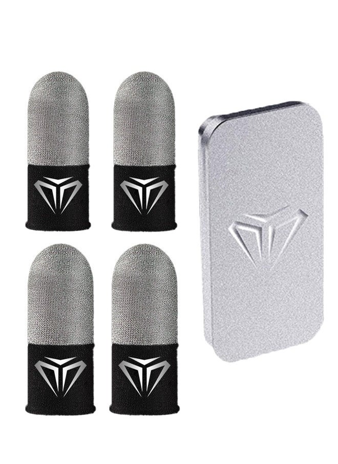 Beauenty 4 Silver-Black Gaming Finger Gloves Paired With A Metal Storage Box  - Image 1