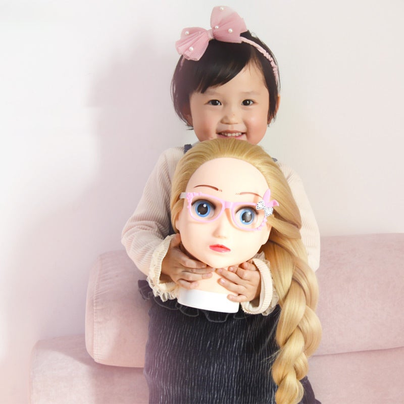 Kid Children Human Hair Model Hairdressing Imitation H-ead Mannequin Haircut D-oll H-air Twisting/ Spreading Modelling for Home Salon Exercise - Image 4
