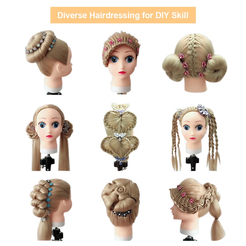 Kid Children Human Hair Model Hairdressing Imitation H-ead Mannequin Haircut D-oll H-air Twisting/ Spreading Modelling for Home Salon Exercise - Image 3