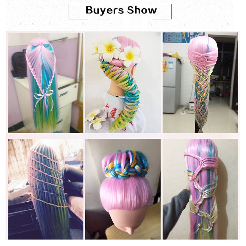 Kid Children Human Hair Model Hairdressing Imitation H-ead Mannequin Haircut D-oll H-air Twisting/ Spreading Modelling for Home Salon Exercise - Image 5