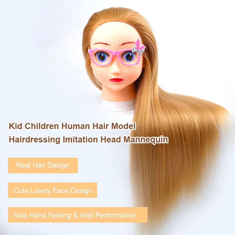 Kid Children Human Hair Model Hairdressing Imitation H-ead Mannequin Haircut D-oll H-air Twisting/ Spreading Modelling for Home Salon Exercise - Image 2