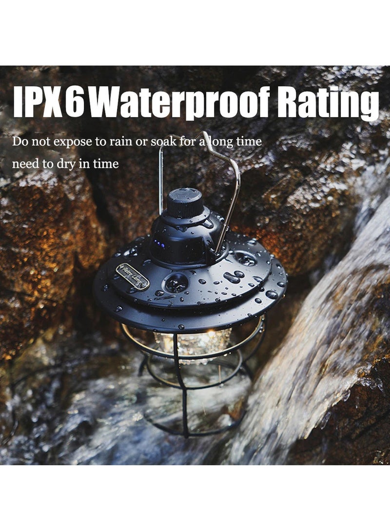 Led Portable Retro Camping Lantern Rechargeable Metal Handle Flashlight Vintage Warm White Light Outdoor Hanging Tent Light - Image 3