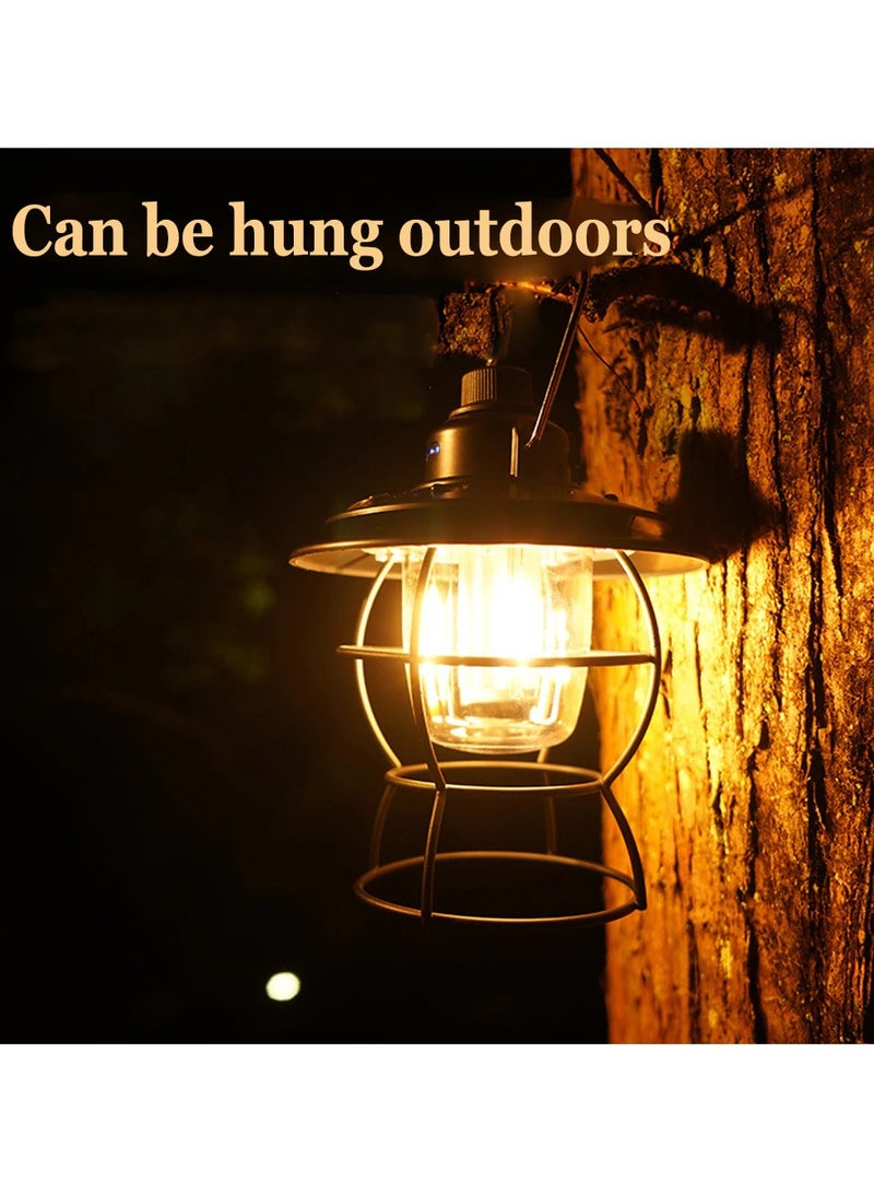 Led Portable Retro Camping Lantern Rechargeable Metal Handle Flashlight Vintage Warm White Light Outdoor Hanging Tent Light - Image 4