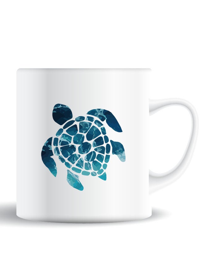 Theodor Premium Quality Two Sided Printed Coffee Mug Tea Cup Blue Turtle For Home Office, Kids Men Women - Image 1