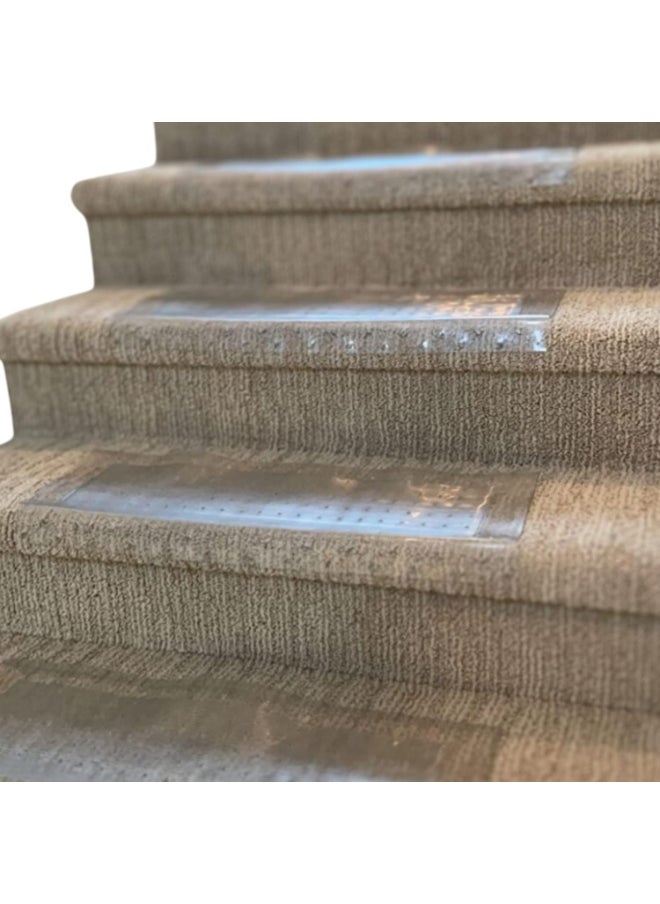 Artist Unknown Clear Stair Treads Carpet Protectors Set of 2-24 x 8 Inches, Slip Resistant with Gripper Teeth, Transparent Vinyl Treads for Carpeted Stairs Protection  - Image 1