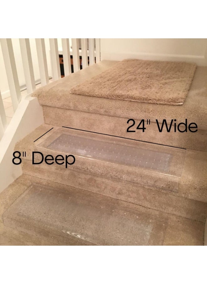 Artist Unknown Clear Stair Treads Carpet Protectors Set of 2-24 x 8 Inches, Slip Resistant with Gripper Teeth, Transparent Vinyl Treads for Carpeted Stairs Protection  - Image 4