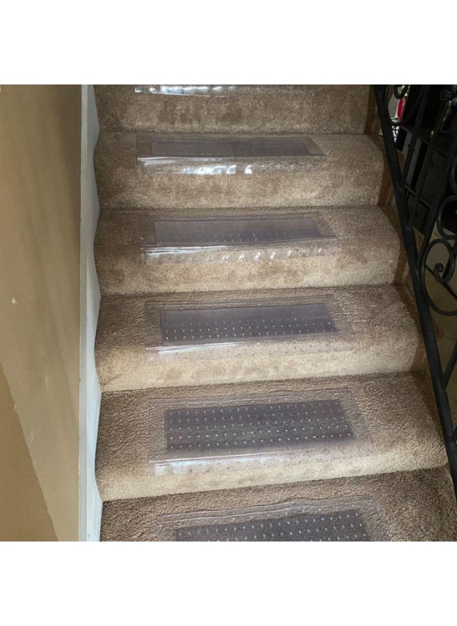 Artist Unknown Clear Stair Treads Carpet Protectors Set of 2-24 x 8 Inches, Slip Resistant with Gripper Teeth, Transparent Vinyl Treads for Carpeted Stairs Protection  - Image 2
