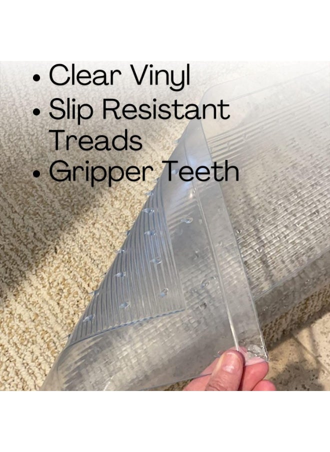 Artist Unknown Clear Stair Treads Carpet Protectors Set of 2-24 x 8 Inches, Slip Resistant with Gripper Teeth, Transparent Vinyl Treads for Carpeted Stairs Protection  - Image 3