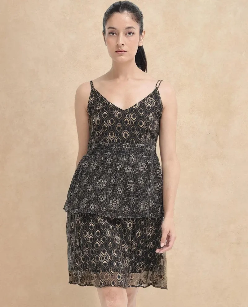 ريريزم Women's Geometric Print Knee-Length Dress
