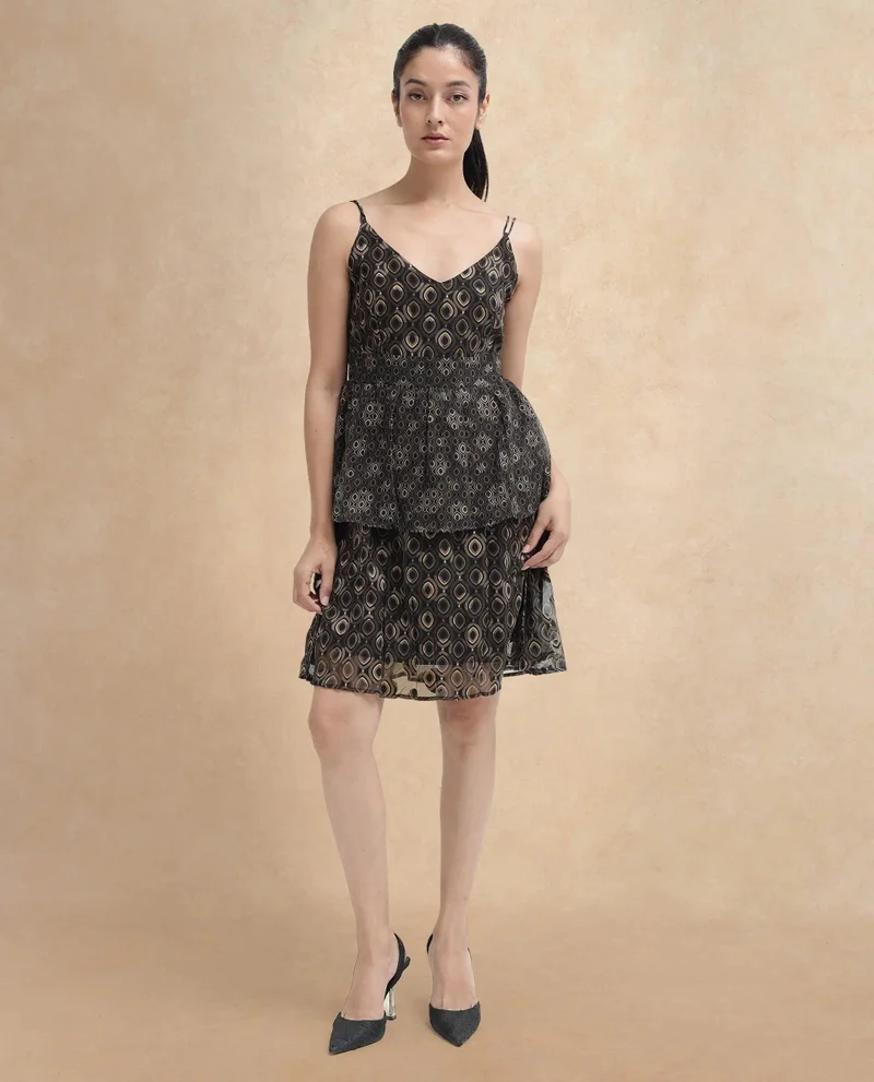 ريريزم Women's Geometric Print Knee-Length Dress