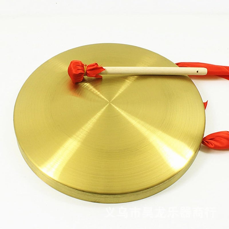 BIGTREE 15cm/5.9inch Gong with Mallet Brass Copper Hand Gong Cymbals Portable Brass Tam Tam Gong Brass Traditional Chinese Percussion Instruments with Round Playing Hammer Orchestra Church Opera - Image 2