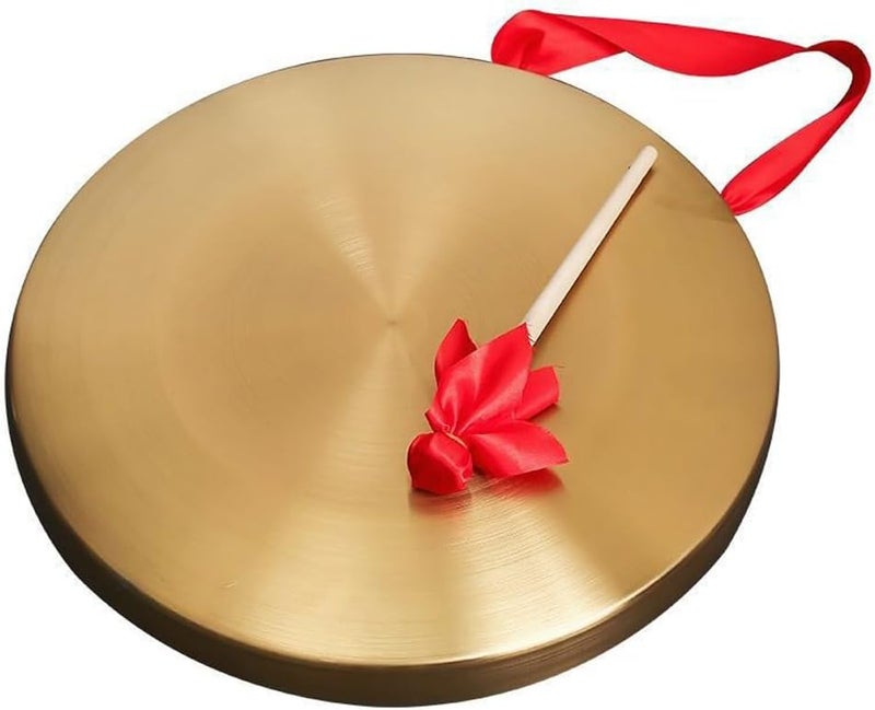 BIGTREE 15cm/5.9inch Gong with Mallet Brass Copper Hand Gong Cymbals Portable Brass Tam Tam Gong Brass Traditional Chinese Percussion Instruments with Round Playing Hammer Orchestra Church Opera - Image 4