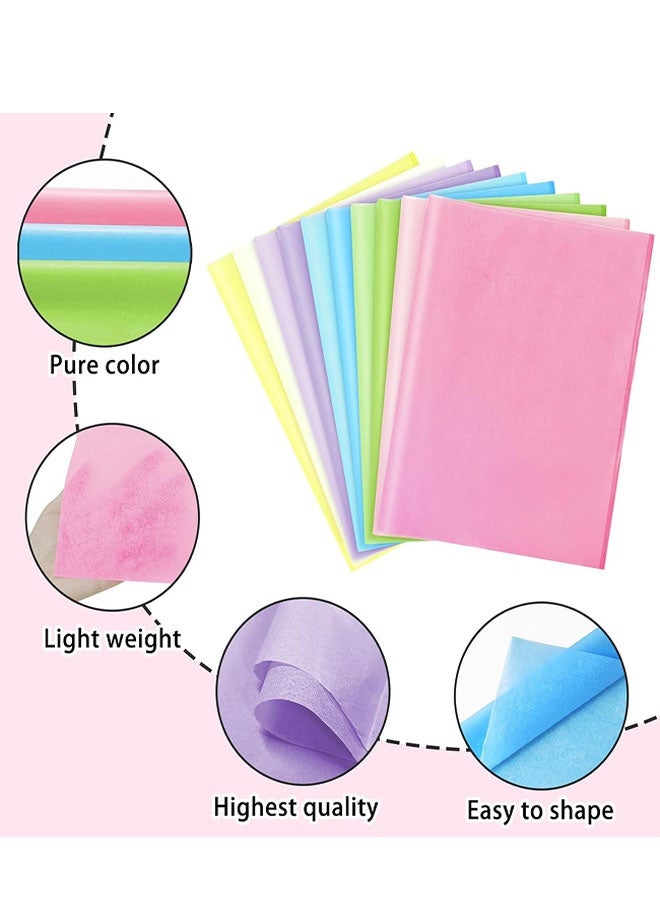 100 ورقة من ورق التغليف الباستيل للأكياس الهدايا، ورق تغليف هدايا مقاس 20 × 14 بوصة، ورق تغليف حرفي للأعمال الفنية الزهرية والحرف اليدوية وزينة حفلات الأعياد - 10 ألوان متنوعة - Image 3