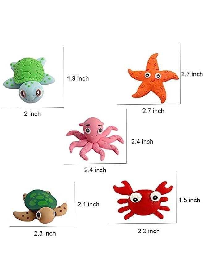 Sea Cake Toppers, 5pcs Ocean Themed Cake Topper Set, Baby Shower Party Supplies, Handcrafted Clay, 2in Tall, Set of 5, Blue, Green, Red, Yellow, Starfish, Turtle, Crab, Octopus - Image 2