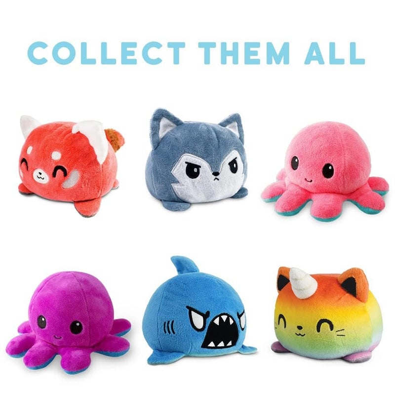 TeeTurtle - The Original Reversible Octopus Plushie - Happy Blue + Sad Light Blue - Cute Sensory Fidget Stuffed Animals That Show Your Mood 4 inch - Image 3