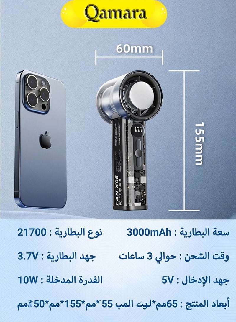 Qamara Portable Ice Cooling Fan, 3000mAh Long Battery Life with Type-C Fast Charge for Outdoor and Office - Image 4