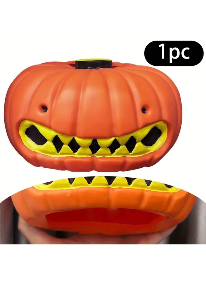 حامل علبة المناديل البرتقالي لكرة القدم الهالوين مصنوع من البلاستيك على شكل قرع جاك أو فانوس للزينة - Image 1