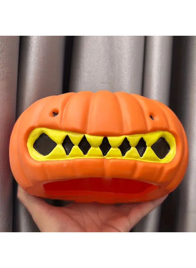 حامل علبة المناديل البرتقالي لكرة القدم الهالوين مصنوع من البلاستيك على شكل قرع جاك أو فانوس للزينة - Image 5