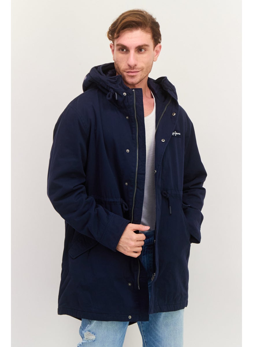 Pepe Jeans Men Embroidered Logo Parka Jacket, Navy  - Image 1