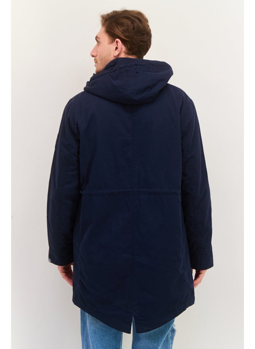 Pepe Jeans Men Embroidered Logo Parka Jacket, Navy  - Image 3