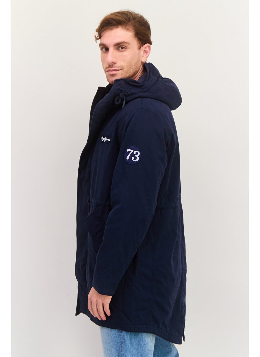 Pepe Jeans Men Embroidered Logo Parka Jacket, Navy  - Image 2