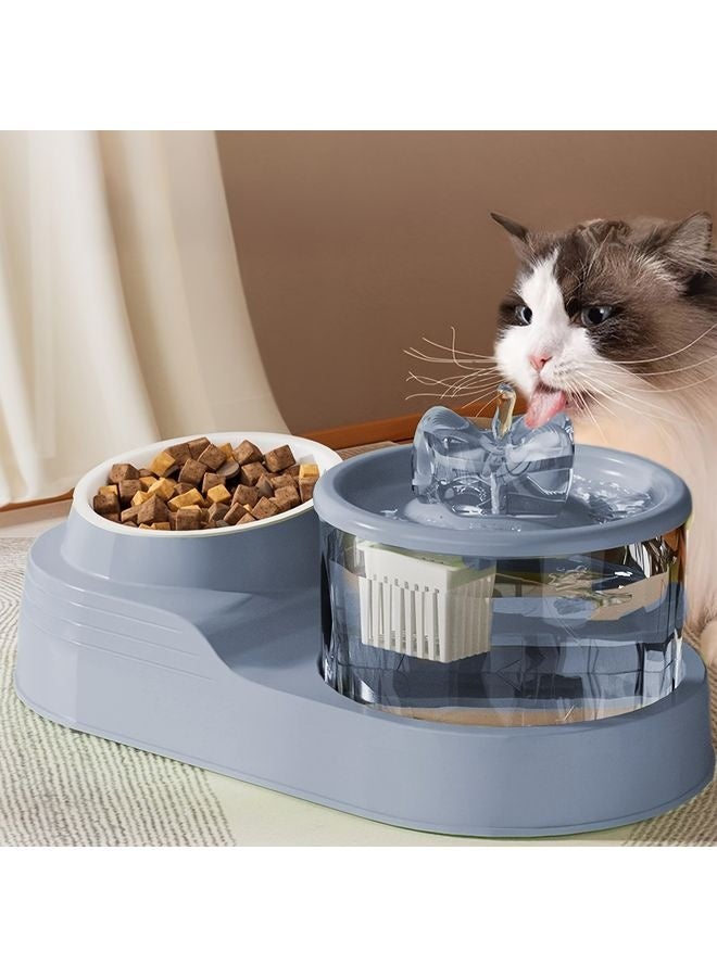 MOWKIT 2-in-1 Cat & Dog Water Dispenser and Food Feeder with Automatic Circulating System, Ultra-Quiet Operation, Spill-Proof Design, Gravity-Fed Hydration, Battery-Free & Cordless, Ideal for Home & Travel - Durable Pet Bowl with Spill-Resistant Base, Easy-Clean for Wet/Dry Food & Water, No Batteries/Electrical Required, Modern Design for Cats and Small Dogs, Wet And Dry Feeder, Petsafe Materials, Easyclean Surface, Cat And Dog Bowl, Pet Hydration Station, Petfriendly Households, Catsafe Pet - Image 1