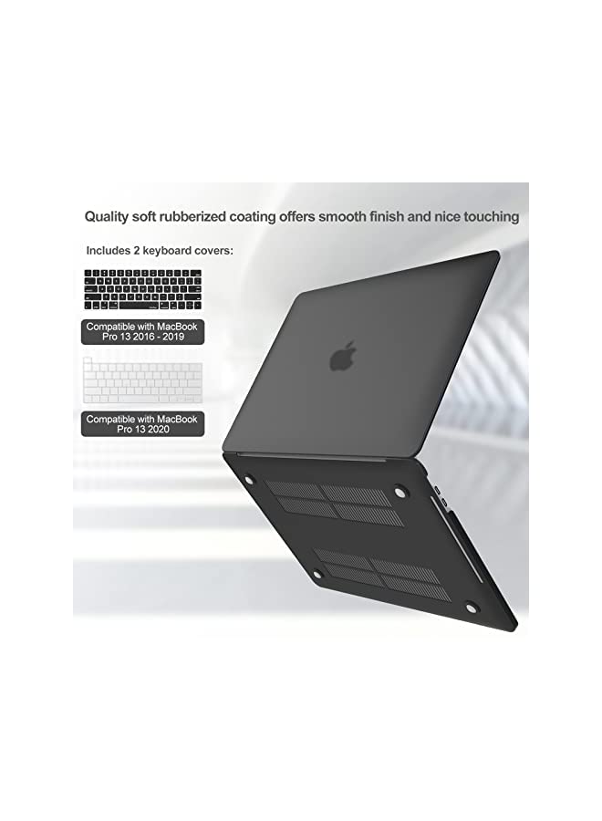 Procases ProCase MacBook Pro 13 Case 2019 2018 2017 2016 Release A2159 A1989 A1706 A1708, Hard Case Shell Cover and Keyboard Skin Cover for MacBook Pro 13 Inch with/Without Touch Bar -Black - Image 4