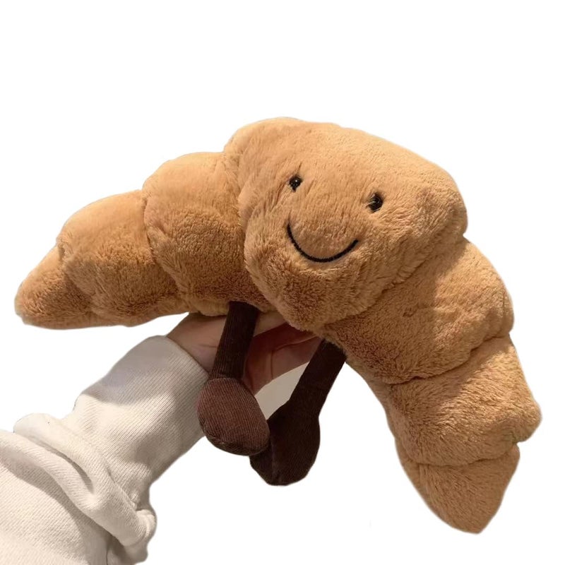 EASELR WeightedPlush 9" Croissant Plush Cute Smile Croissant Bread Pillow Stuffed Animals Funny Soft Food Plushies Toy for Gifts for Kids Birthday - Image 1