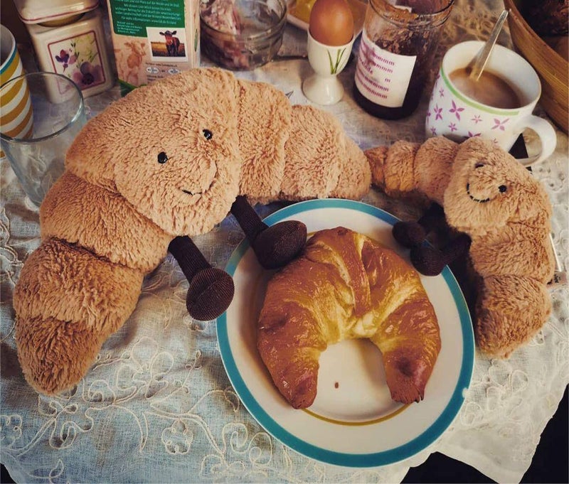 EASELR WeightedPlush 9" Croissant Plush Cute Smile Croissant Bread Pillow Stuffed Animals Funny Soft Food Plushies Toy for Gifts for Kids Birthday - Image 3