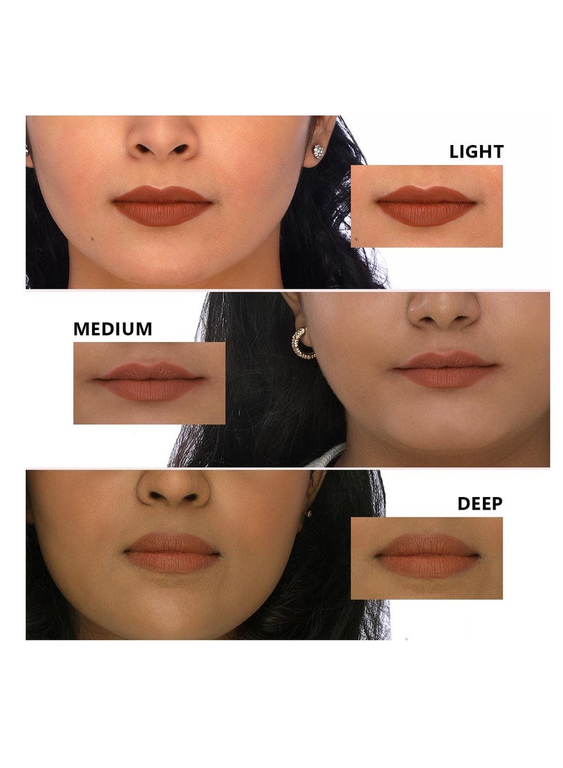 Plum Lipstick Ceramides   Hyaluronic Acid   Airbrushed Finish  Long Lasting  100% Vegan and Cruelty Free 126  Terracotta Brown - Image 2