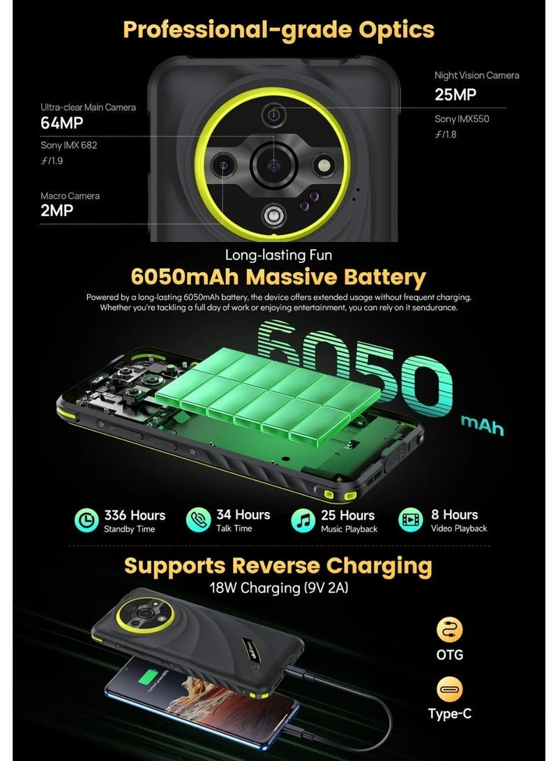 أوليفون Ulefone Armor X31 Pro 5G Rugged Mobile Phone | 8GB+256GB | 64MP Camera | 25MP Night Vision | 6.56" 120Hz Display | 6050mAh Battery | IP68/IP69K Waterproof - Image 4