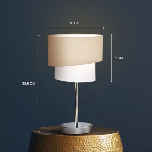 MAGIK Stellar Lady Decorative Table Lamp (Grey + Off White) | 9W Warm White E27 Base Bulb Included | Metal Base with Fabric Shade | Modern Table Lamp for Home & Office - Image 3