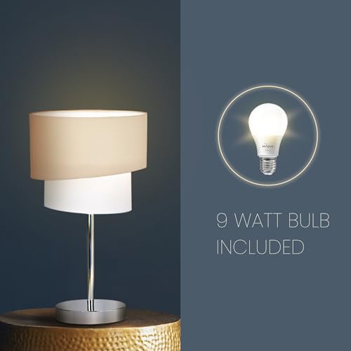 MAGIK Stellar Lady Decorative Table Lamp (Grey + Off White) | 9W Warm White E27 Base Bulb Included | Metal Base with Fabric Shade | Modern Table Lamp for Home & Office - Image 4