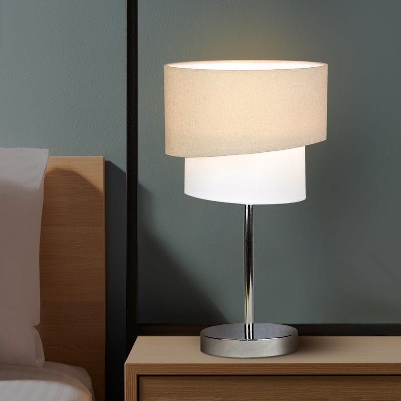 MAGIK Stellar Lady Decorative Table Lamp (Grey + Off White) | 9W Warm White E27 Base Bulb Included | Metal Base with Fabric Shade | Modern Table Lamp for Home & Office - Image 5