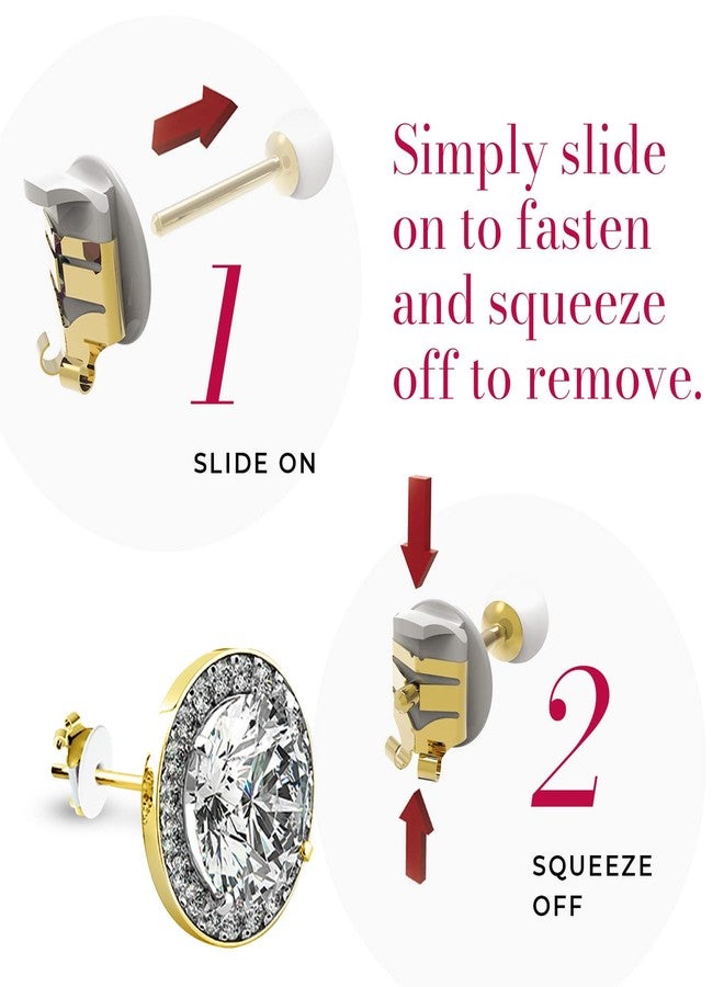 Connoisseurs Locking Earring Backs - 2 Pairs - Compatible with Most Gold Earrings - Fits 0.5-1mm Diameter Posts - Hypoallergenic - Image 4