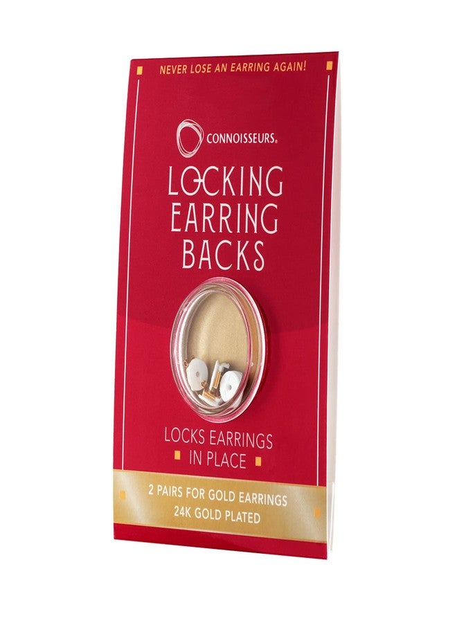 Connoisseurs Locking Earring Backs - 2 Pairs - Compatible with Most Gold Earrings - Fits 0.5-1mm Diameter Posts - Hypoallergenic - Image 1