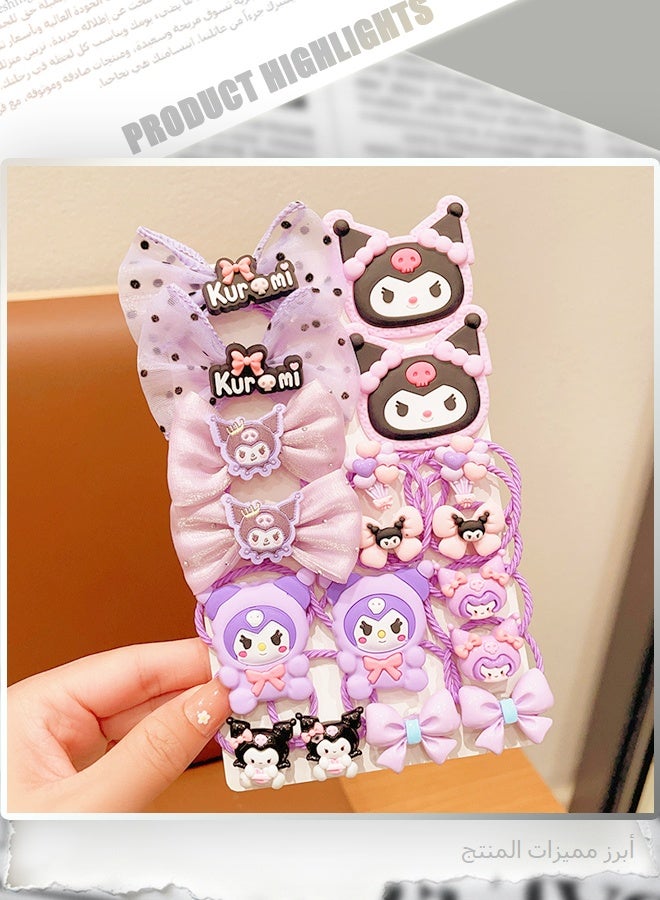 Kuromi Hair Accessories Set, 16-Piece & 18-Piece Cute Hair Clips, Bows, Scrunchies with Character Design, Purple & Black Theme Hair Decor for Girls, Teens, Kawaii Gift - Image 3
