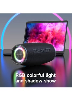 Zealot S56 Bluetooth Speaker, Waterproof Portable Outdoor Speaker, Durable Excellent Bass Wireless Speaker, Lightweight Loud Sound Music Box For Outdoor Camping, (1pc, Black)  - Image 3