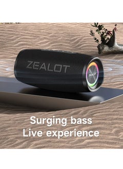 Zealot S56 Bluetooth Speaker, Waterproof Portable Outdoor Speaker, Durable Excellent Bass Wireless Speaker, Lightweight Loud Sound Music Box For Outdoor Camping, (1pc, Black)  - Image 4