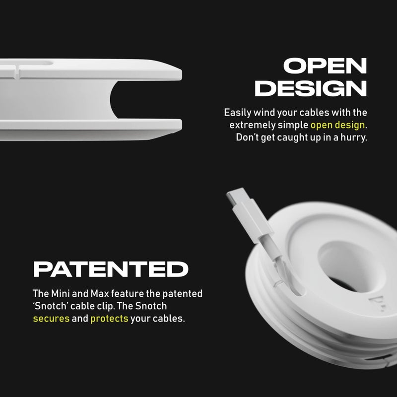 Fuse Side Winder Mini and Max Headphone, Earbud and Charging Cable Winder and Organizer Perfect for Wrapping Earbuds and Cords for Travel and Organization 2-Pack (White, Mini) - Image 5