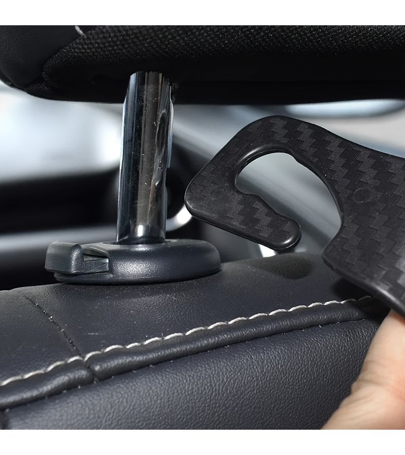 Set Of 4 Carbon Fiber Hooks For Car Seat Headrests Organize Back Seat Hang Purses Wallets Bags Clothing Jackets - Image 3