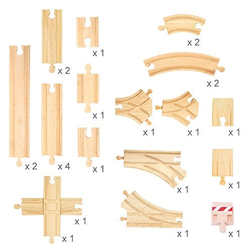 Bigjigs Rail طقم توسيع مسار القطار المنخفض من بيج جينجز - 25 قطعة من مسار القطار الخشبي لمجموعات القطارات، ملحقات قطار بيج جينجز عالية الجودة، متوافقة مع معظم العلامات التجارية الرئيسية للسكك الحديدية الخشبية - Image 2