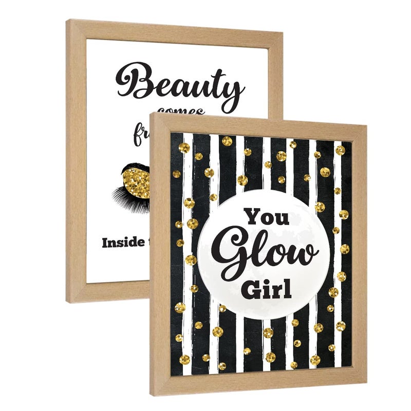 Chaka Chaundh Chaka Chaundh Saloon wall frames Saloon wall poster Beauty Parlour wall decoration framed poster Hair salon wall decoration poster 14 X 11 Inches set of 2