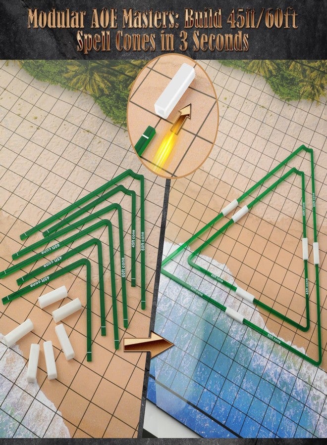 Grajar DND AOE Spell Templates Set of 17 – 45' & 60' Extended Cones with Connectors, Acrylic D&D 5e RPG Accessories – Magnetic Storage Box & Color-Coded Markers for Pathfinder, TTRPGs - Image 2