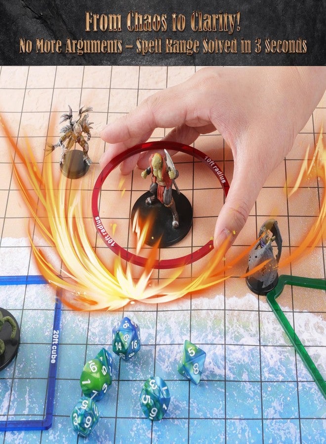 Grajar DND AOE Spell Templates Set of 17 – 45' & 60' Extended Cones with Connectors, Acrylic D&D 5e RPG Accessories – Magnetic Storage Box & Color-Coded Markers for Pathfinder, TTRPGs - Image 3