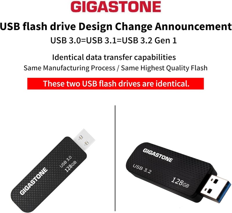 GIGASTONE 128GB Flash Drive (5 Pack) Z30 USB 3.2 Gen 1, 100MB/s Ultra Fast - Image 2