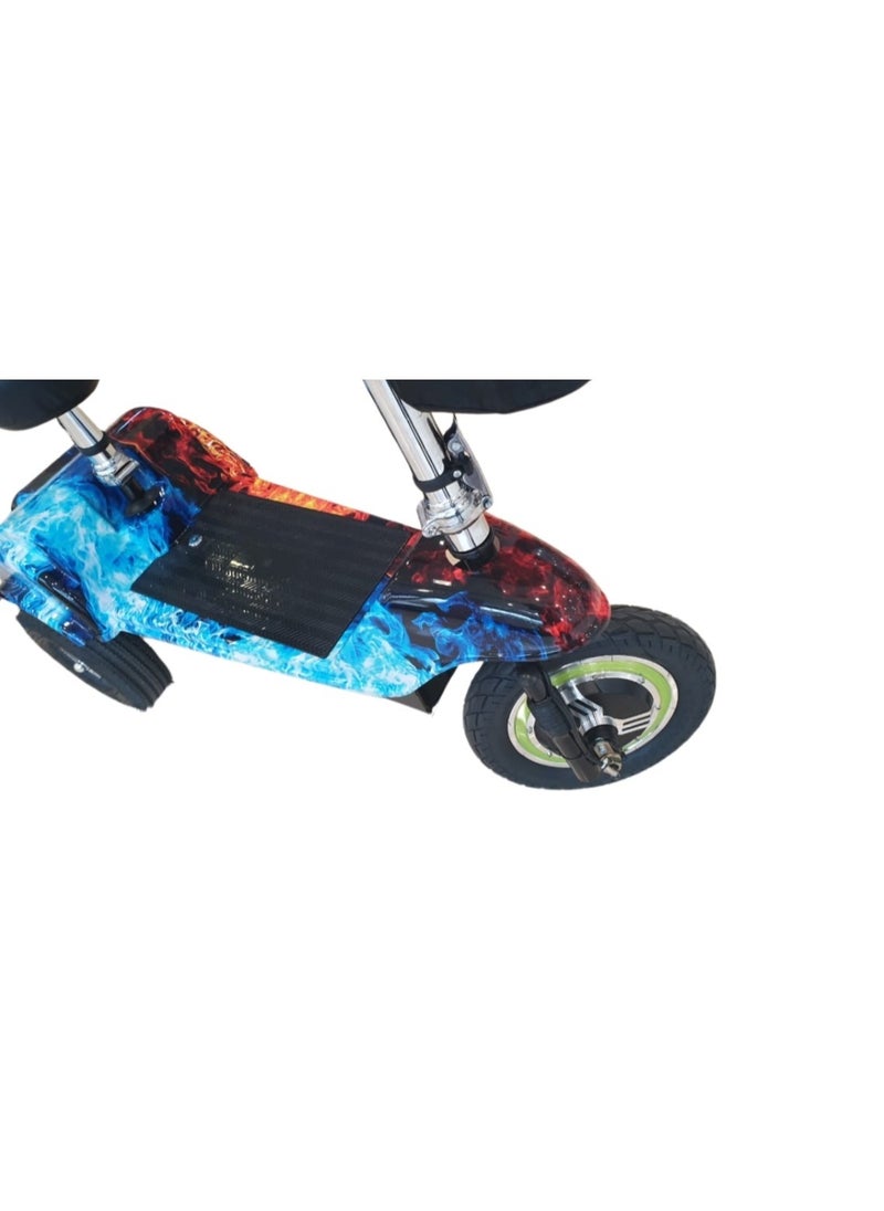 Ultimate Mobility Champion Scooter With Seat And Basket For Enhanced Convenience Flame